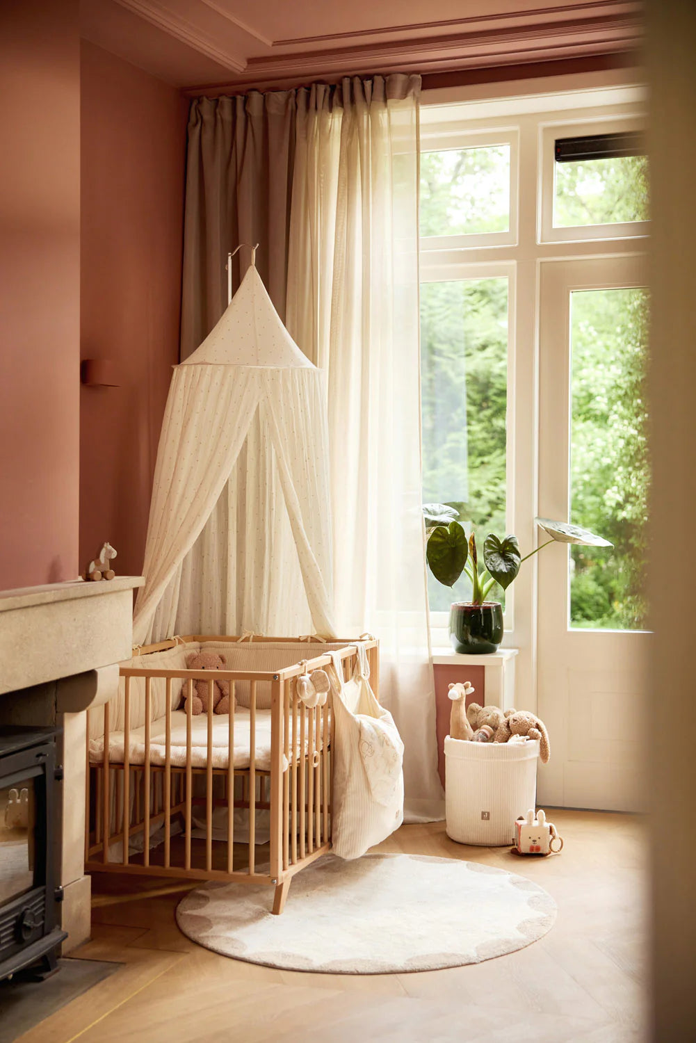 Jollein opbergzak Cloudy Rib Oatmeal voor box met knoopsluiting