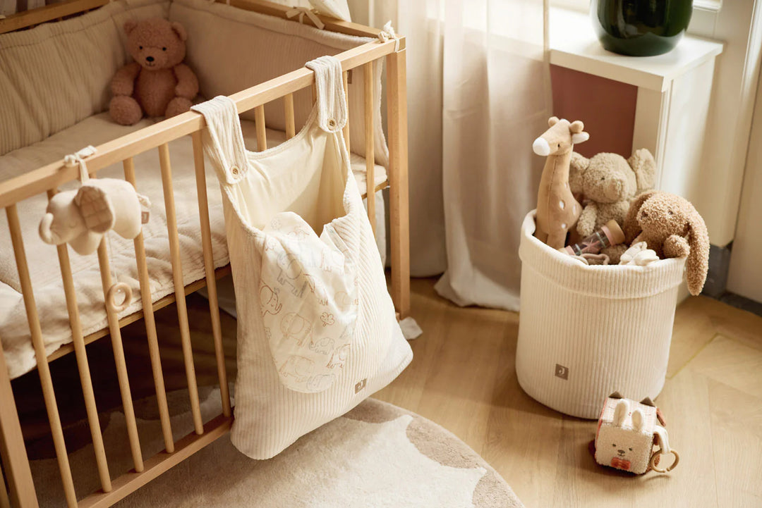 Jollein opbergzak Cloudy Rib Oatmeal voor box met knoopsluiting