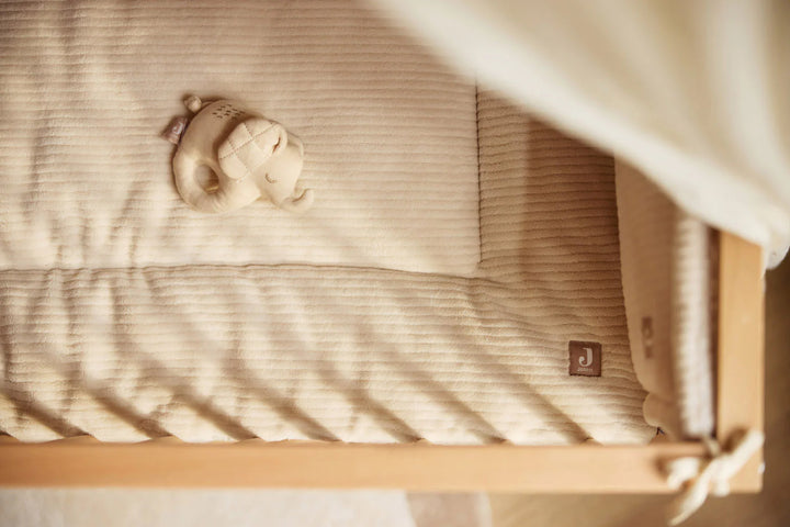 Jollein parklegger Cloudy Rib 75x95cm in Oatmeal met teddy binnenkant
