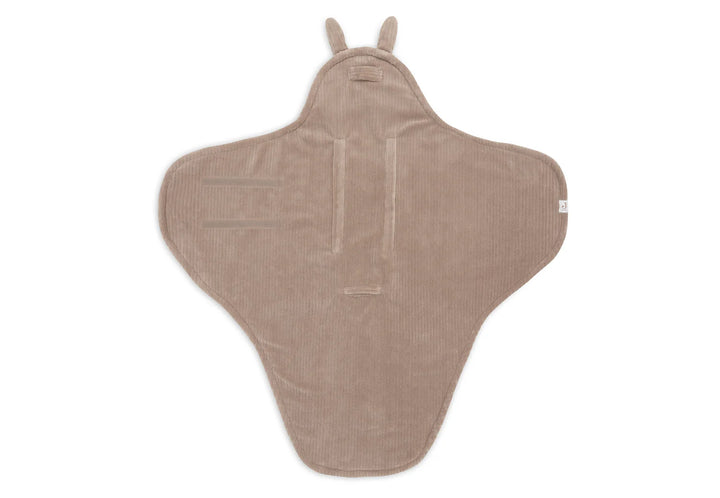Jollein wikkeldeken Bunny Cloudy Rib Milky Coffee met teddy binnenkant