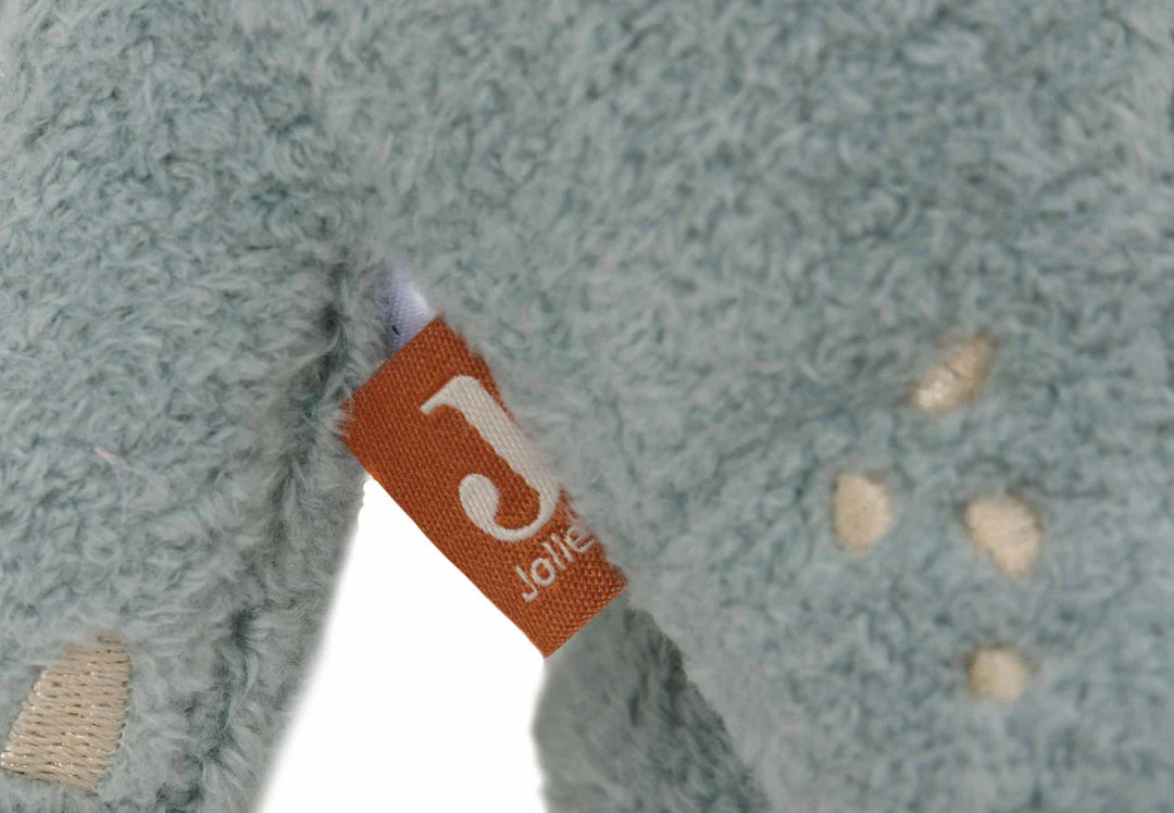 Jollein knuffel Roarsome in grijs blauw met ivoorkleurige vlekjes en een palmboompje