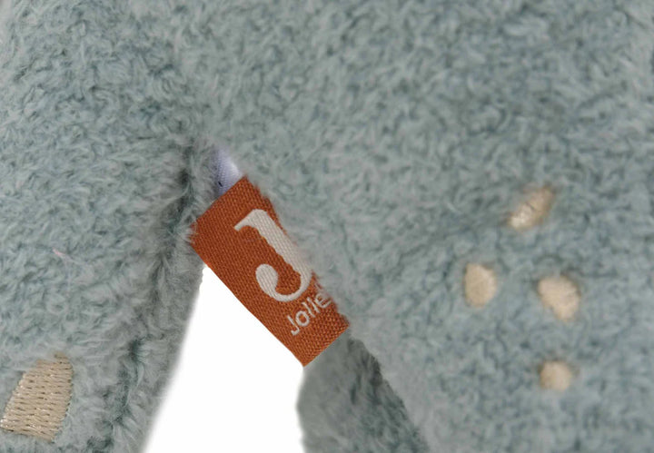 Jollein knuffel Roarsome in grijs blauw met ivoorkleurige vlekjes en een palmboompje