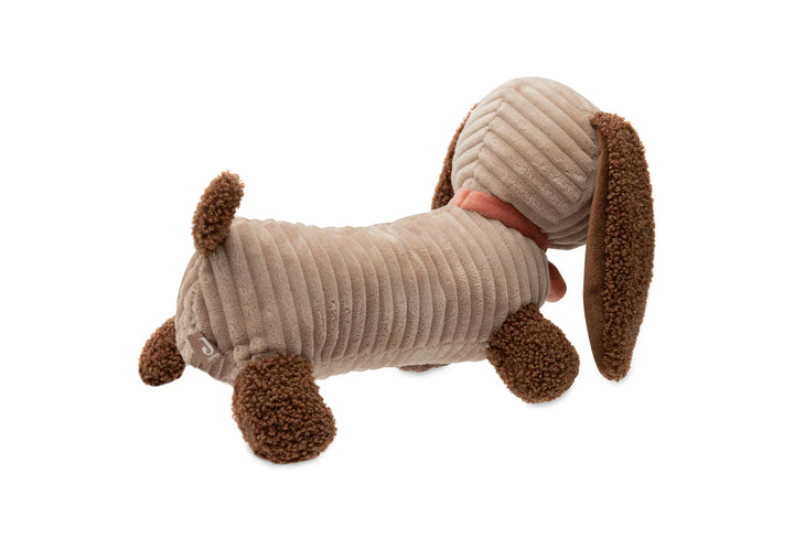 Jollein knuffel Diego Dog in Biscuit ribstof met bouclé oren en halsbandje