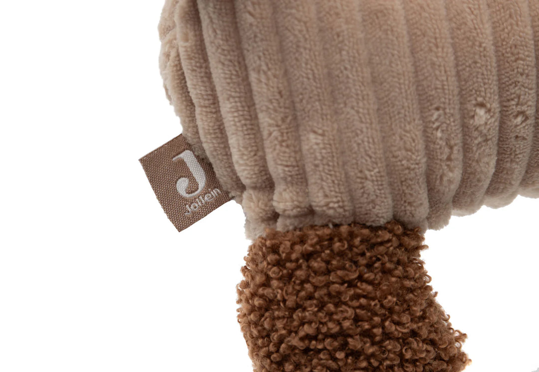 Jollein knuffel Diego Dog in Biscuit ribstof met bouclé oren en halsbandje