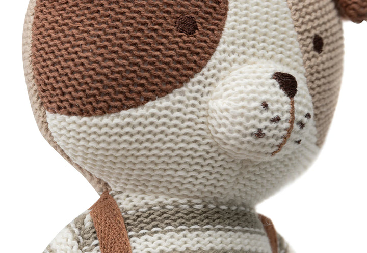 Jollein knuffel Dog Mick in naturel met gebreid lijfje