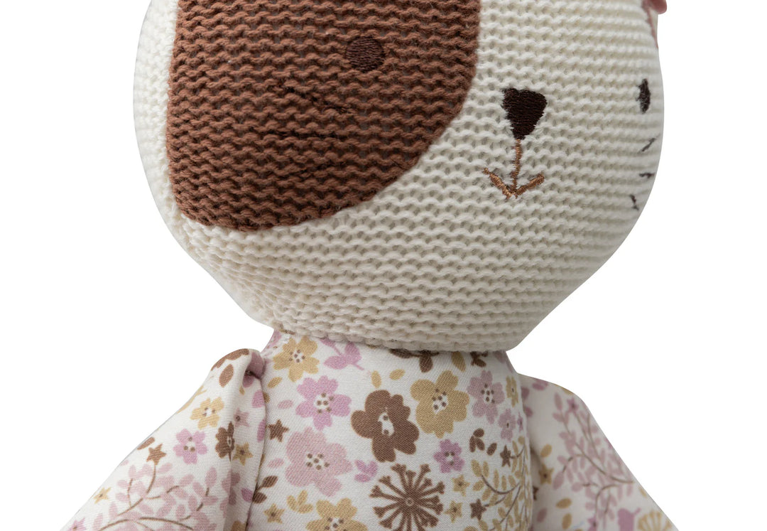 Jollein knuffel Cat Jill in naturel met gebreid lijfje