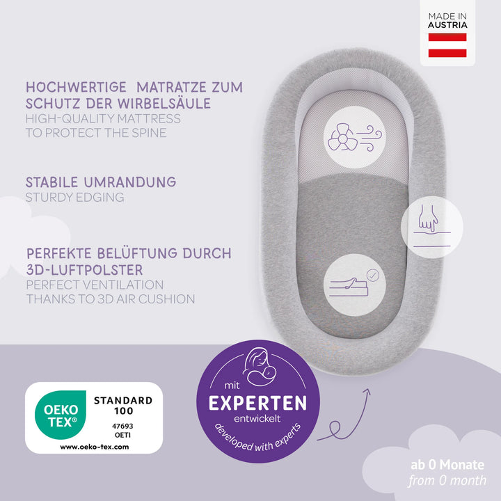 Träumeland Baby Nest Home Air Grey Melange – ademend en ergonomisch babynest