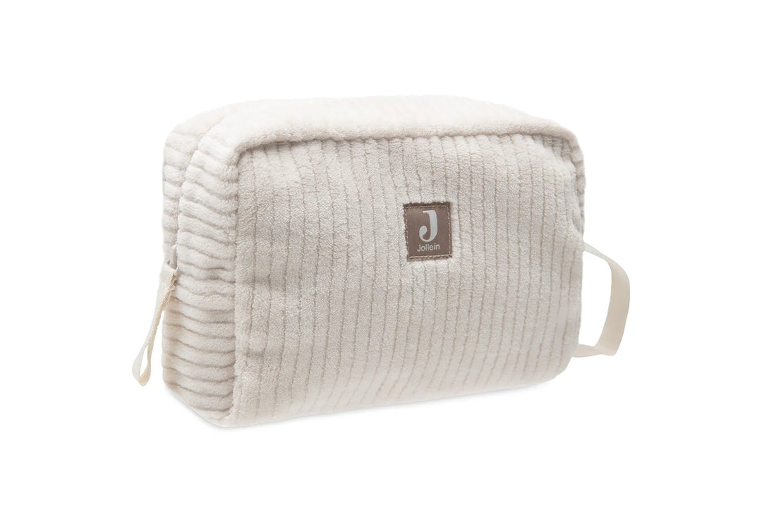 Jollein toilettas Cloudy Rib Oatmeal met leaf print binnenkant