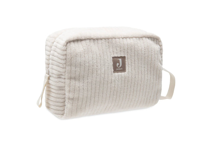 Jollein toilettas Cloudy Rib Oatmeal met leaf print binnenkant
