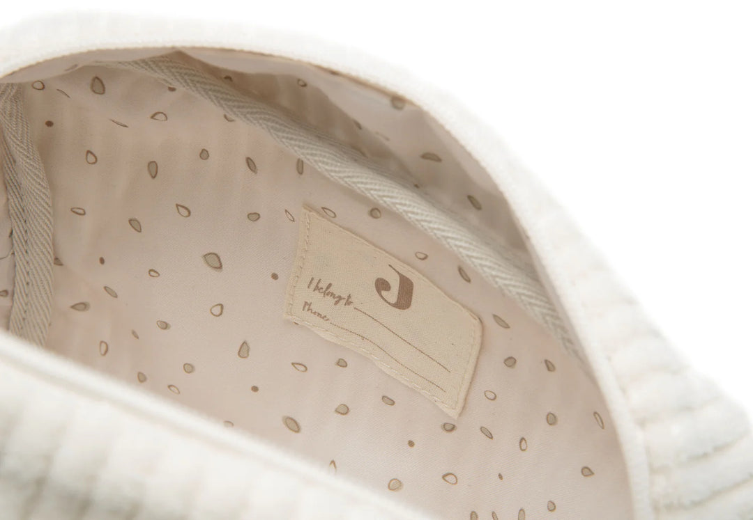 Jollein toilettas Cloudy Rib Oatmeal met leaf print binnenkant