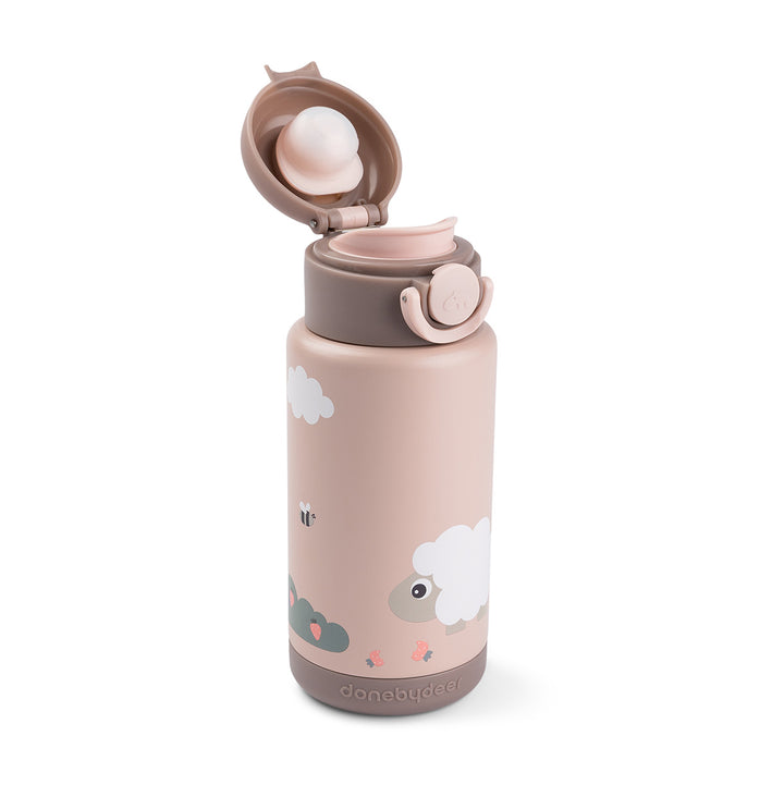 Isolerende drinkfles Done by Deer 340 ml in roze met dierenprint