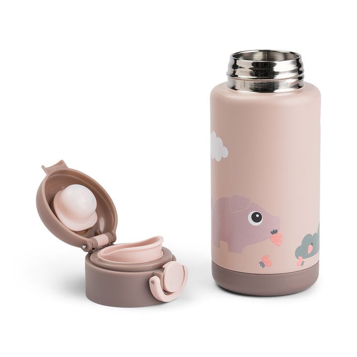 Isolerende drinkfles Done by Deer 340 ml in roze met dierenprint