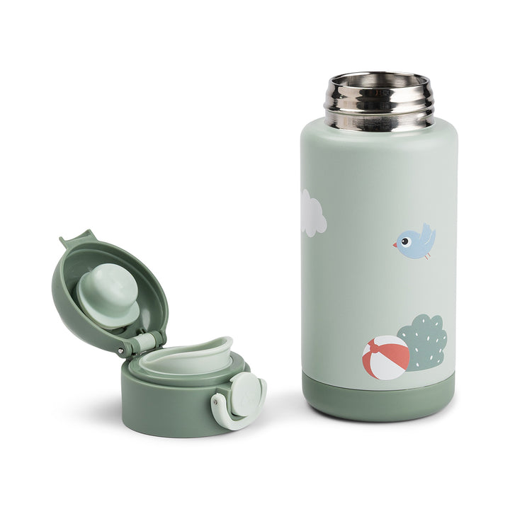 Isolerende drinkfles Done by Deer 340 ml in groene kleur met dierenprint