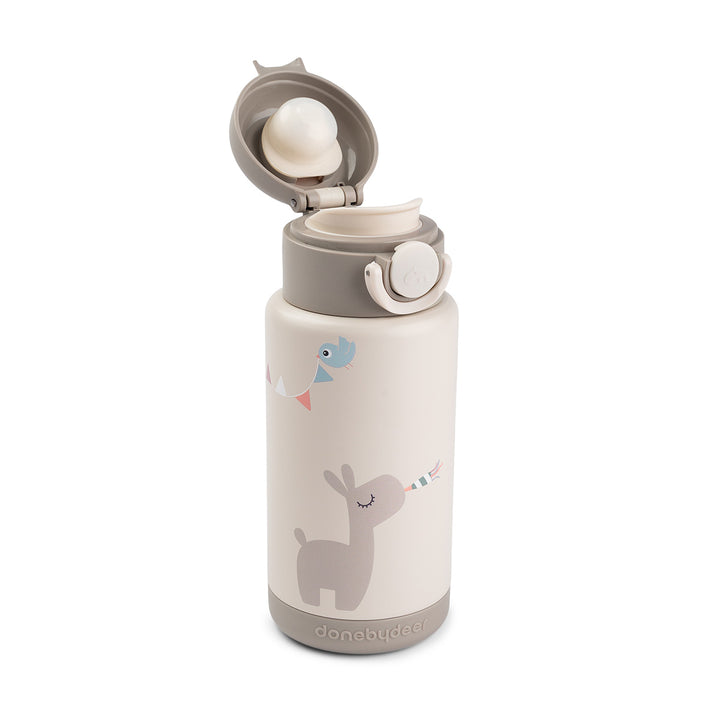 Isolerende drinkfles Done by Deer 340 ml in zandkleur met dierenprint