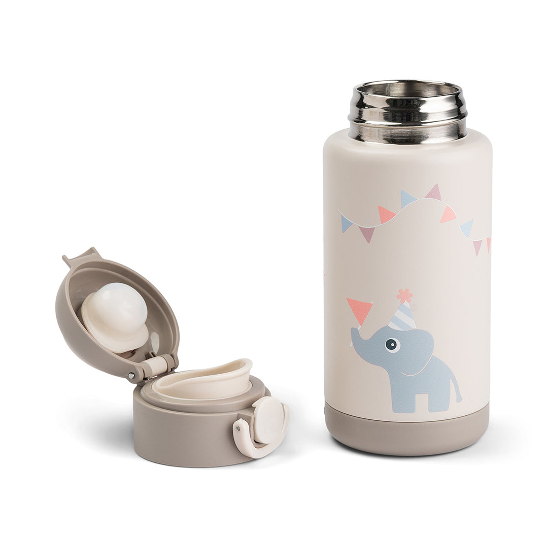 Isolerende drinkfles Done by Deer 340 ml in zandkleur met dierenprint