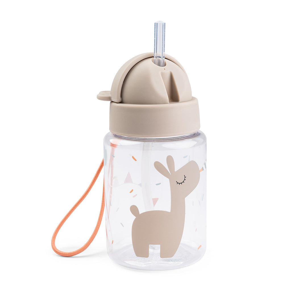 Drinkfles Done by Deer met rietje in zandkleur en Lalee print