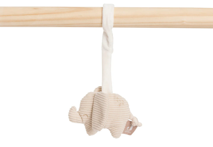 Jollein babygym speeltjes Elephant Tales met drie olifantjes van verschillende stoffen