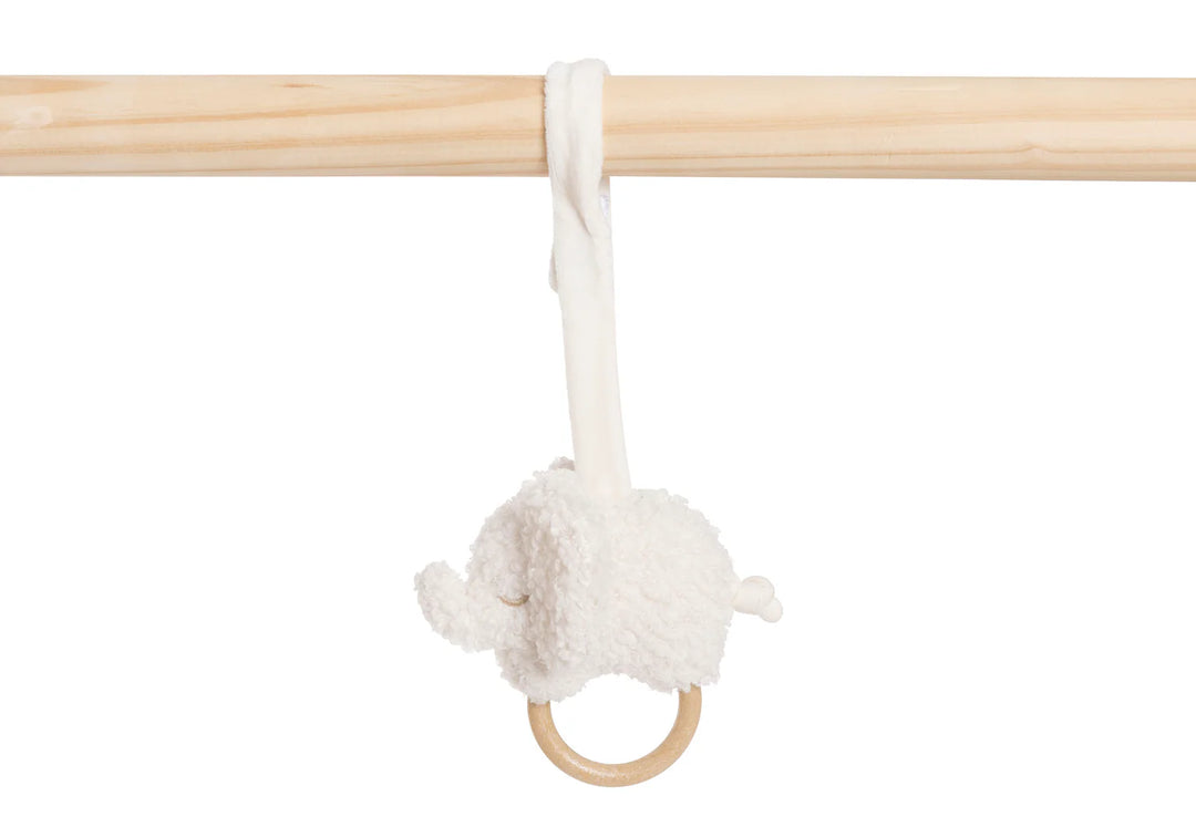 Jollein babygym speeltjes Elephant Tales met drie olifantjes van verschillende stoffen