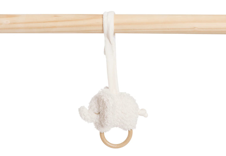 Jollein babygym speeltjes Elephant Tales met drie olifantjes van verschillende stoffen