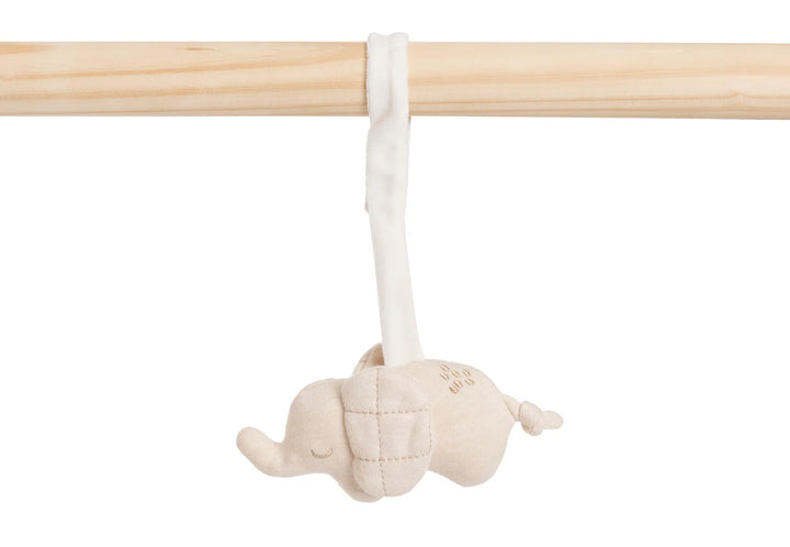 Jollein babygym speeltjes Elephant Tales met drie olifantjes van verschillende stoffen