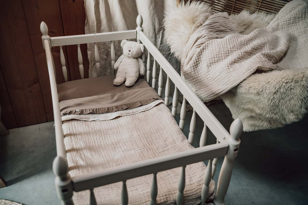 Koeka Rivoli wiegdeken in Warm White, 75x100 cm, teddy gevoerd, ideaal voor wieg, kinderwagen of autostoel