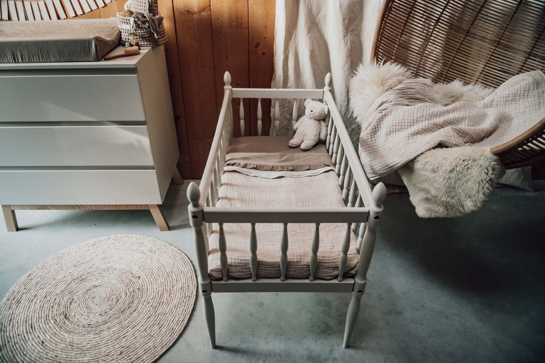 Koeka Rivoli wiegdeken in Warm White, 75x100 cm, teddy gevoerd, ideaal voor wieg, kinderwagen of autostoel