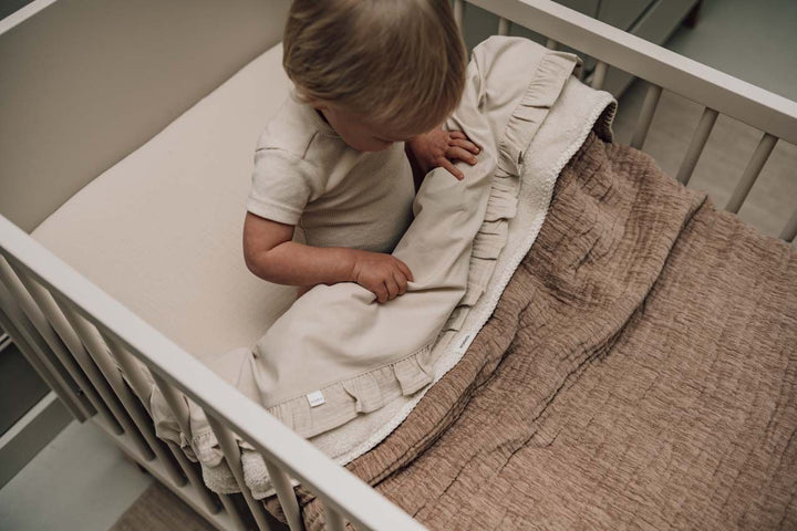Koeka Rivoli ledikantdeken in Warm White, 75x100 cm, teddy gevoerd, ideaal voor ledikant, kinderwagen of autostoel