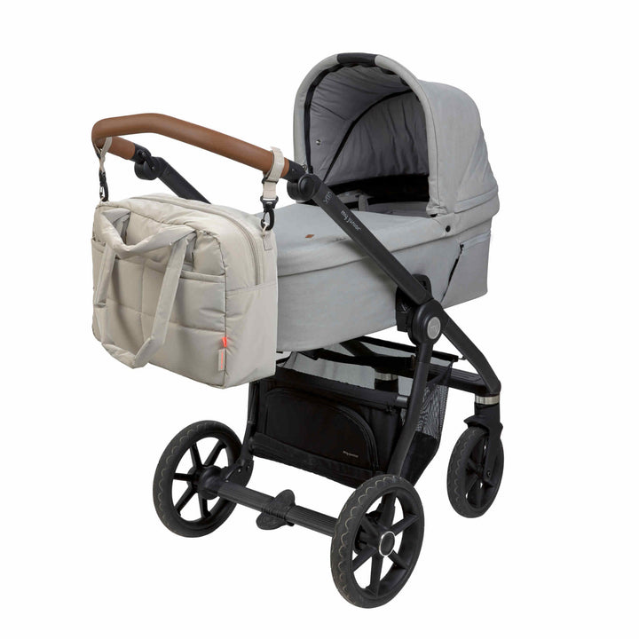 Beige Lässig verzorgingstas met laptopvak en kinderwagenbevestiging
