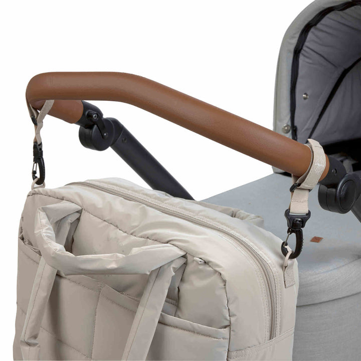 Beige Lässig verzorgingstas met laptopvak en kinderwagenbevestiging