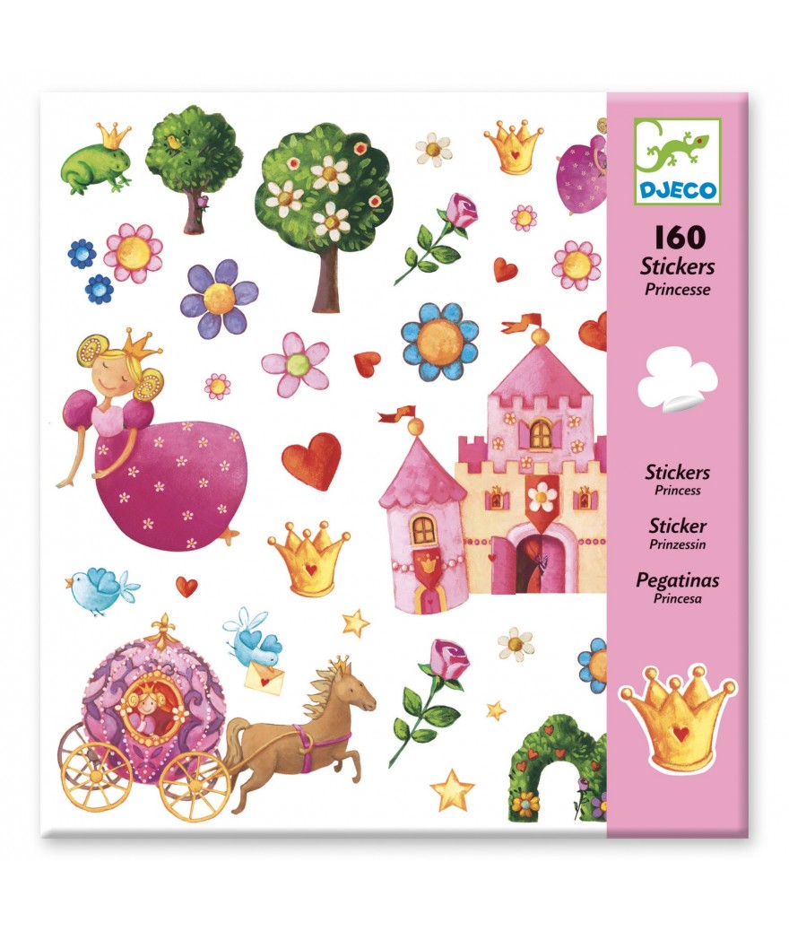 Djeco Stickers Prinses Marguerite – 160 stickers met prinsessen, kastelen en bloemen voor kinderen vanaf 4 jaar