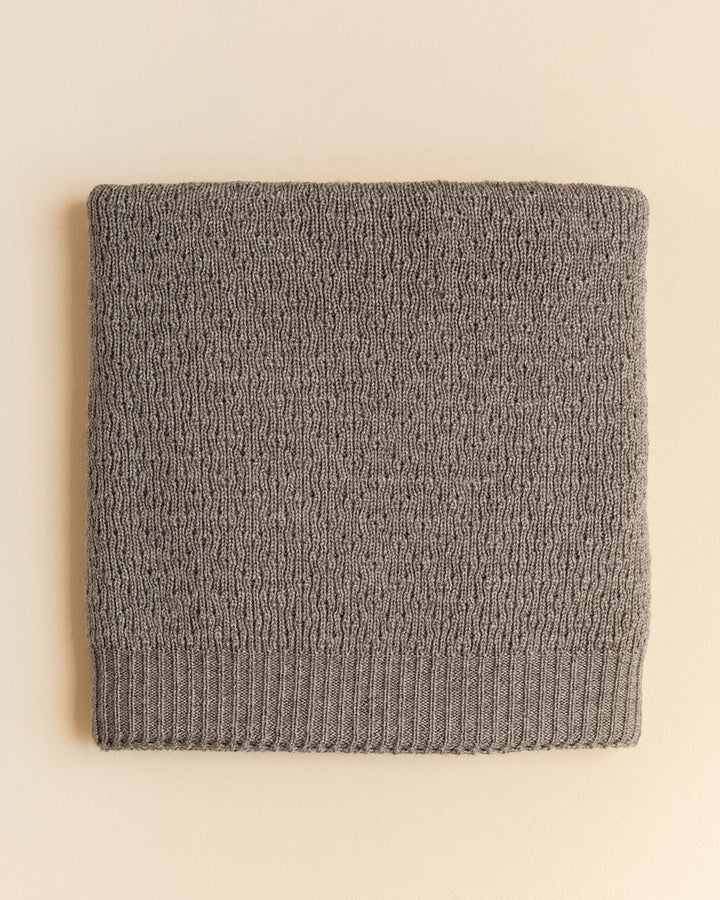 Hvid ribgebreid deken Dora in Otter, 70x100 cm merinowol
