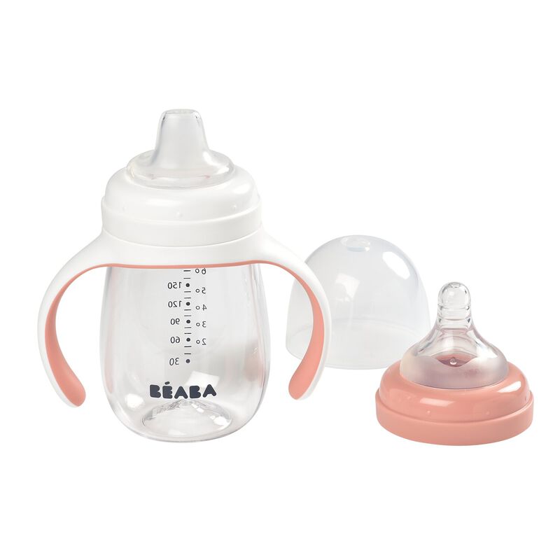 Béaba 2in1 drinkbeker Old Pink met speen en tuit, 210ml, afneembare handgrepen