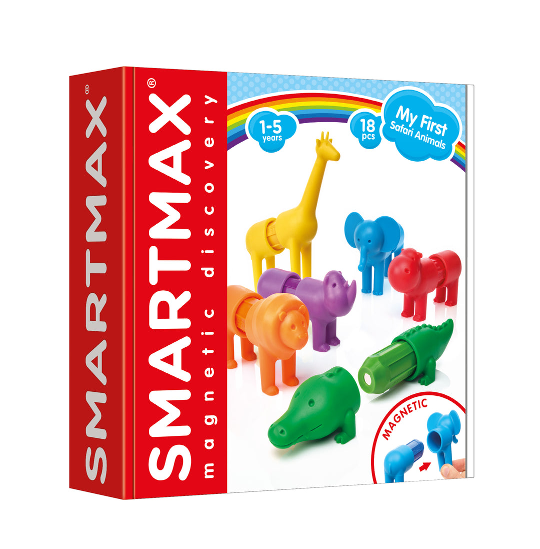 SmartMax My First Safari Animals, magnetisch speelgoed, kleurrijke safaridieren voor kinderen van 1-5 jaar.