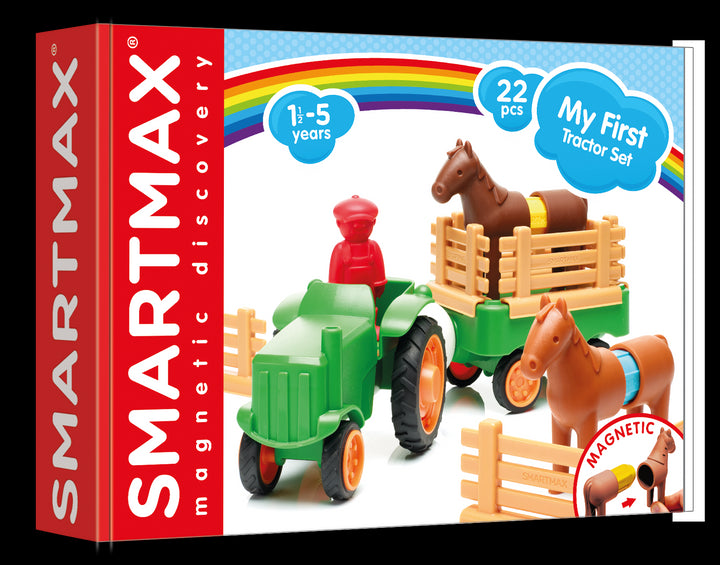 SmartMax My First Tractor magnetisch speelgoed, met tractor, paarden, boer en aanhangwagen voor kinderen van 1,5-5 jaar.