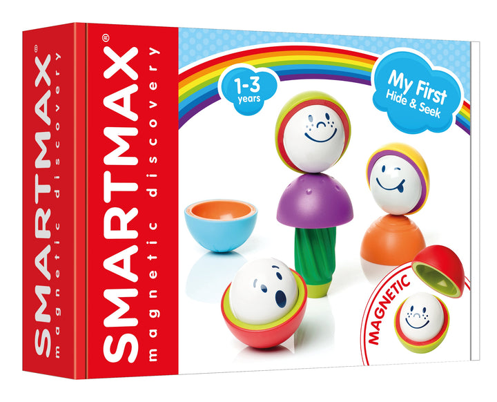 SmartMax My First Hide And Seek Balls, magnetisch speelgoed voor peuters, kleurrijke ballen met grappige gezichten.