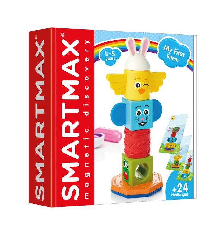 SmartMax My First Totem, magnetisch speelgoed met kleurrijke blokken en opdrachtkaarten voor kinderen vanaf 18 maanden.