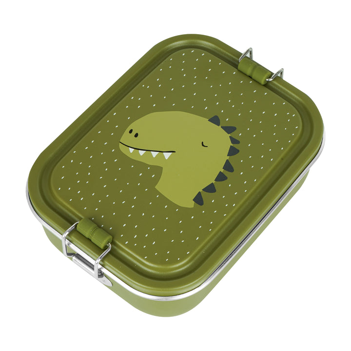 Lunchbox Trixie Mr. Dino, roestvrij staal met diertje op het deksel en clipsluiting