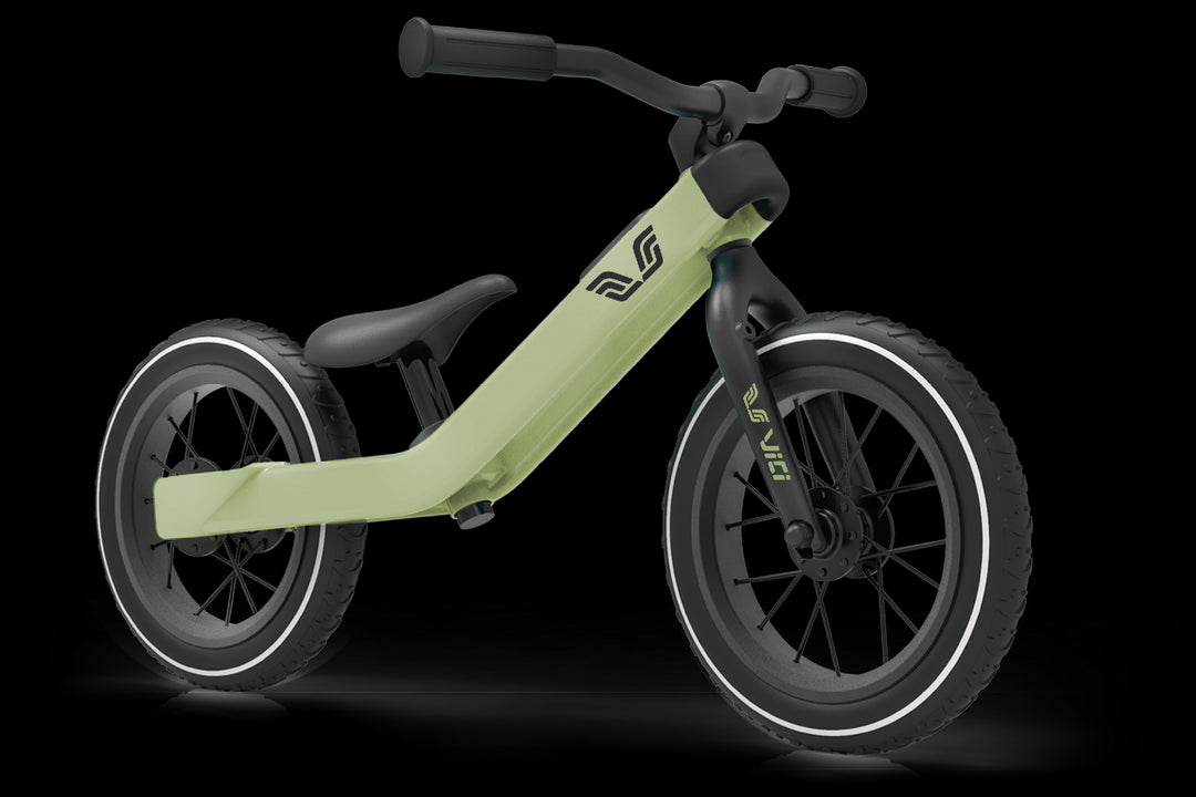 Vici meegroei kinderfiets in vintage groen, 3-in-1 ontwerp voor kinderen van 1,5 tot 5 jaar