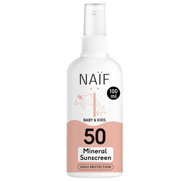 Naïf zonnecrème spray SPF50 100ml voor kinderen met zinkoxide