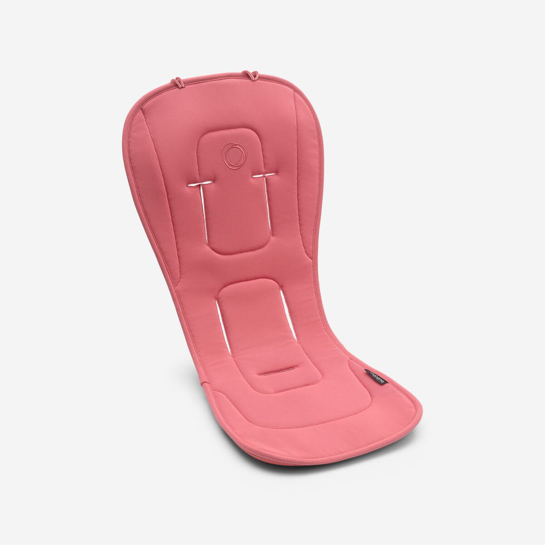 Bugaboo Dual Comfort Seat Liner in Sunrise Red, omkeerbaar met ademend 3D gaas en Cooldry® comfortkant voor temperatuurregulatie.