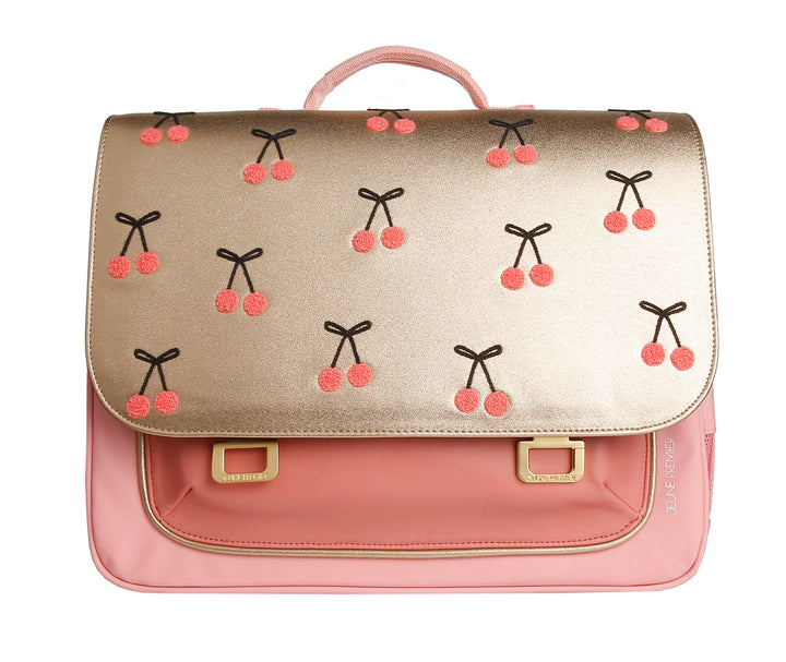 Boekentas met kersenprint en pompon – Jeune Premier It Bag Midi Cherry Pompon