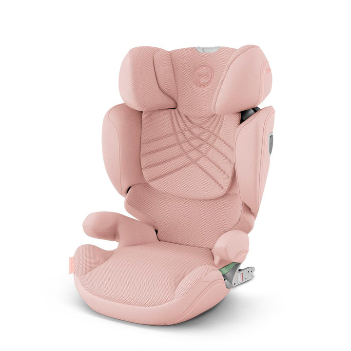 Cybex Solution T i-Fix Plus autostoel in Peach Pink met verstelbare hoofdsteun en zijdelingse impactbescherming.