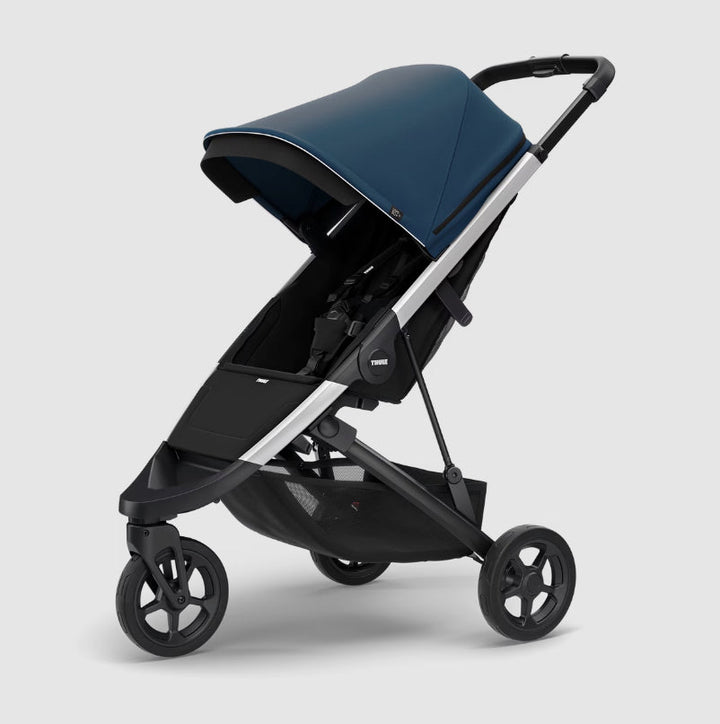 Thule Spring Buggy - Majolica Blue on Aluminium, lichtgewicht en eenvoudig opvouwbaar