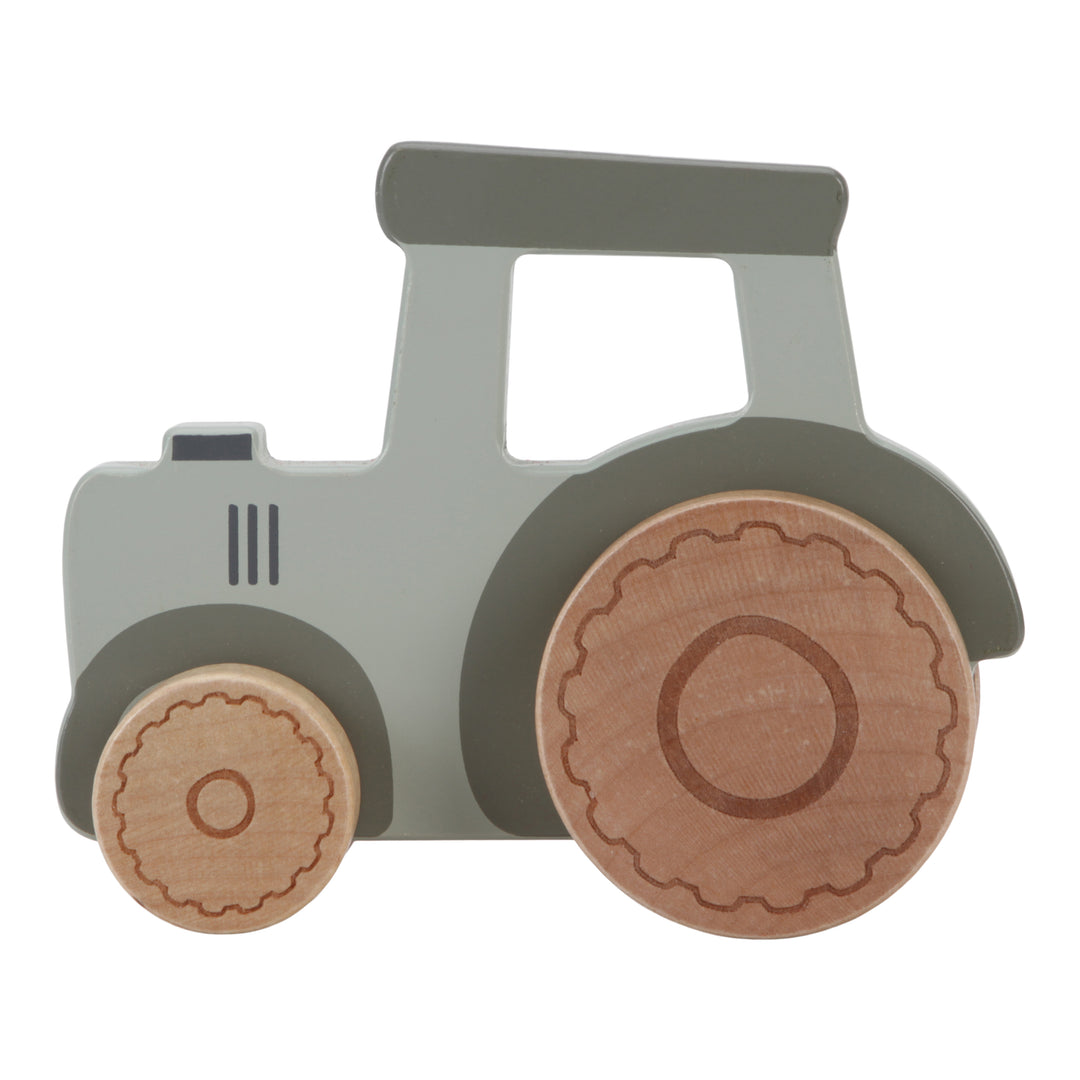 Little Dutch houten tractor in groene kleur met houten wielen uit de Little Farm collectie.

