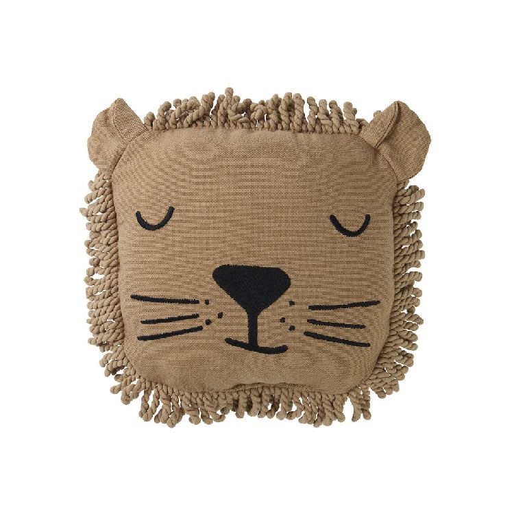 Kussen Lion Face Embroidery Sesame