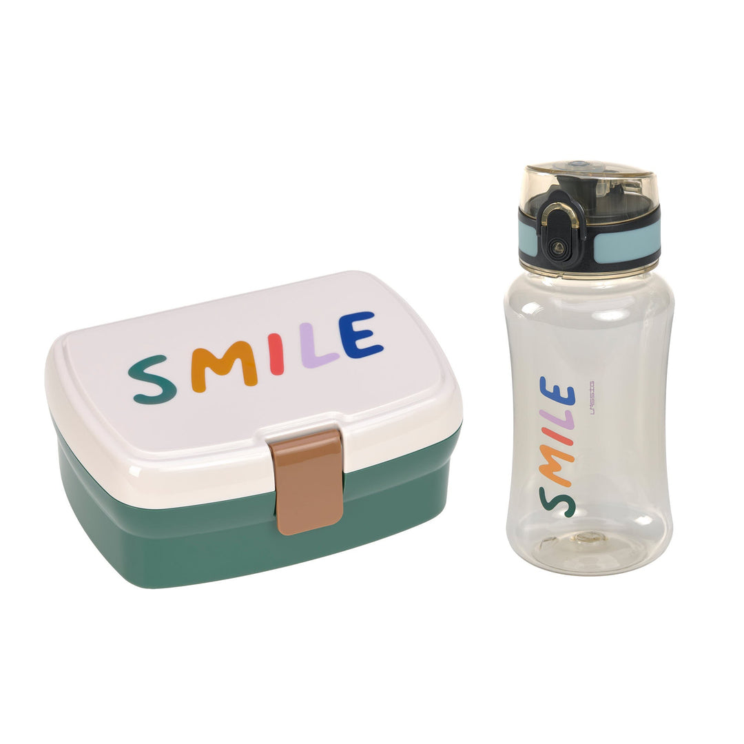 Lunchbox + Drinkfles Little Gang Smile Milky / Ocean Green)