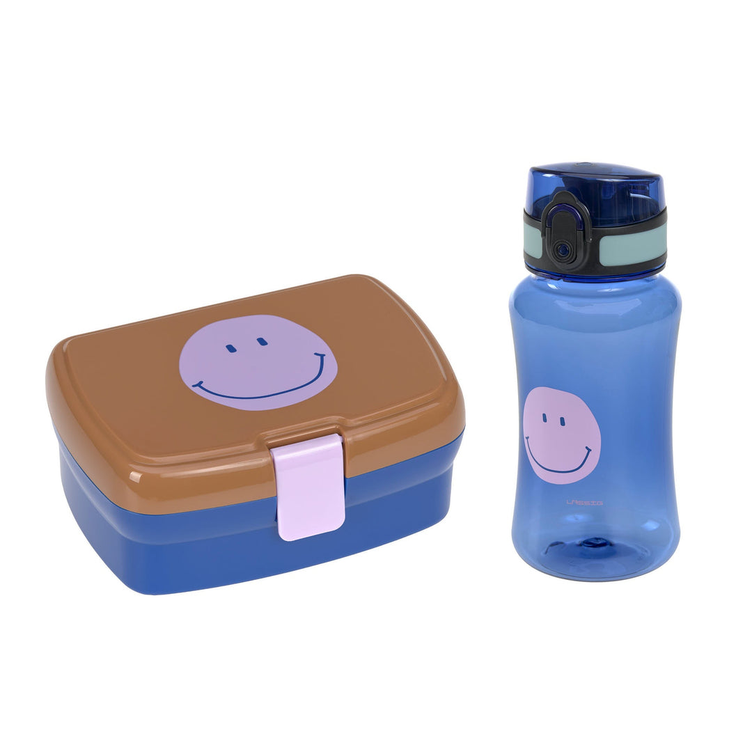 Lunchbox + Drinkfles Little Gang Smile Caramel / Blue