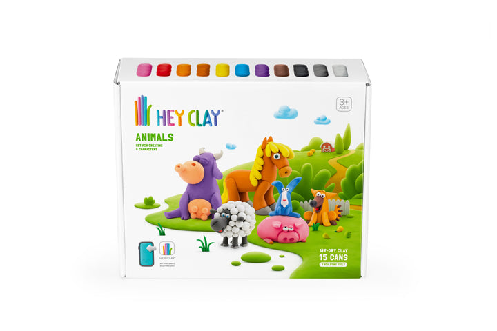 Hey Clay Starterset Klei Animals met 15 potjes in diverse kleuren