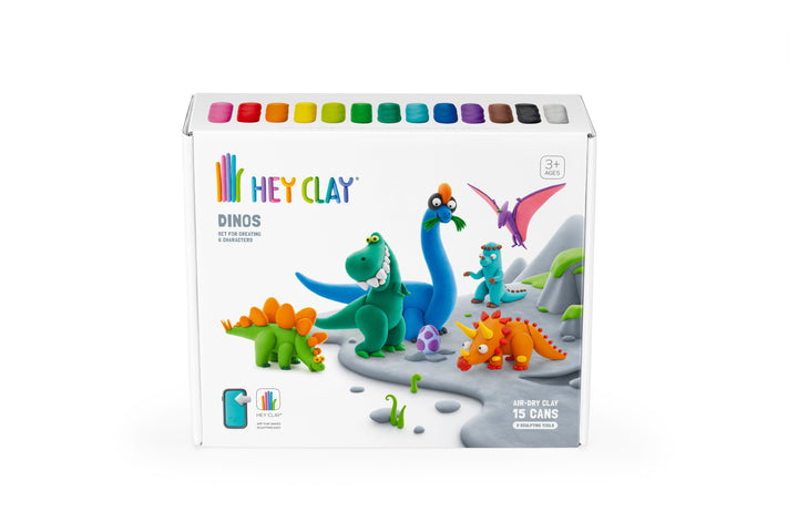 Hey Clay Starterset Klei Dino's met 15 potjes in diverse kleuren