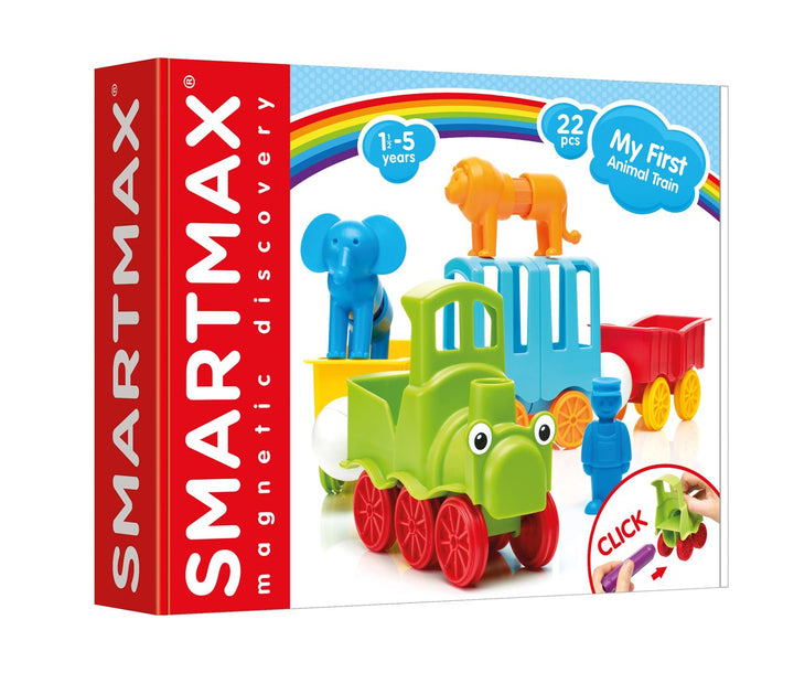 Kind speelt met SmartMax My First Animal Train en dierenfiguren.